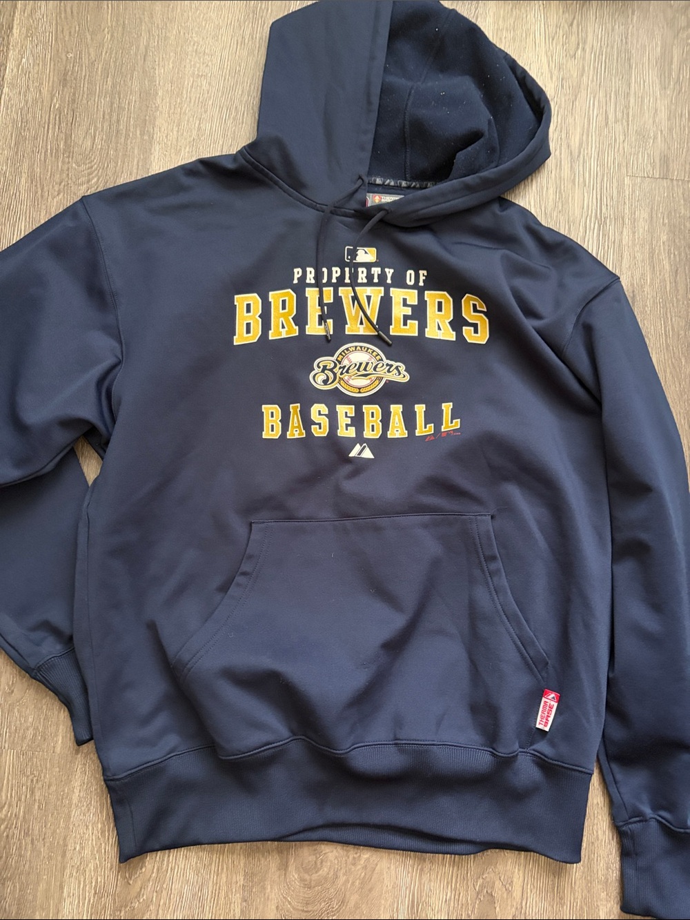 Majestic Navy and Yellow Brewers Crewneck Sweater